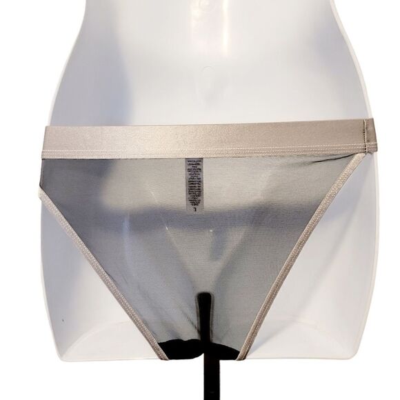 2/$20 Brand New Sexy Transparent Black With Silver Panties Size: Large - Picture 3 of 5